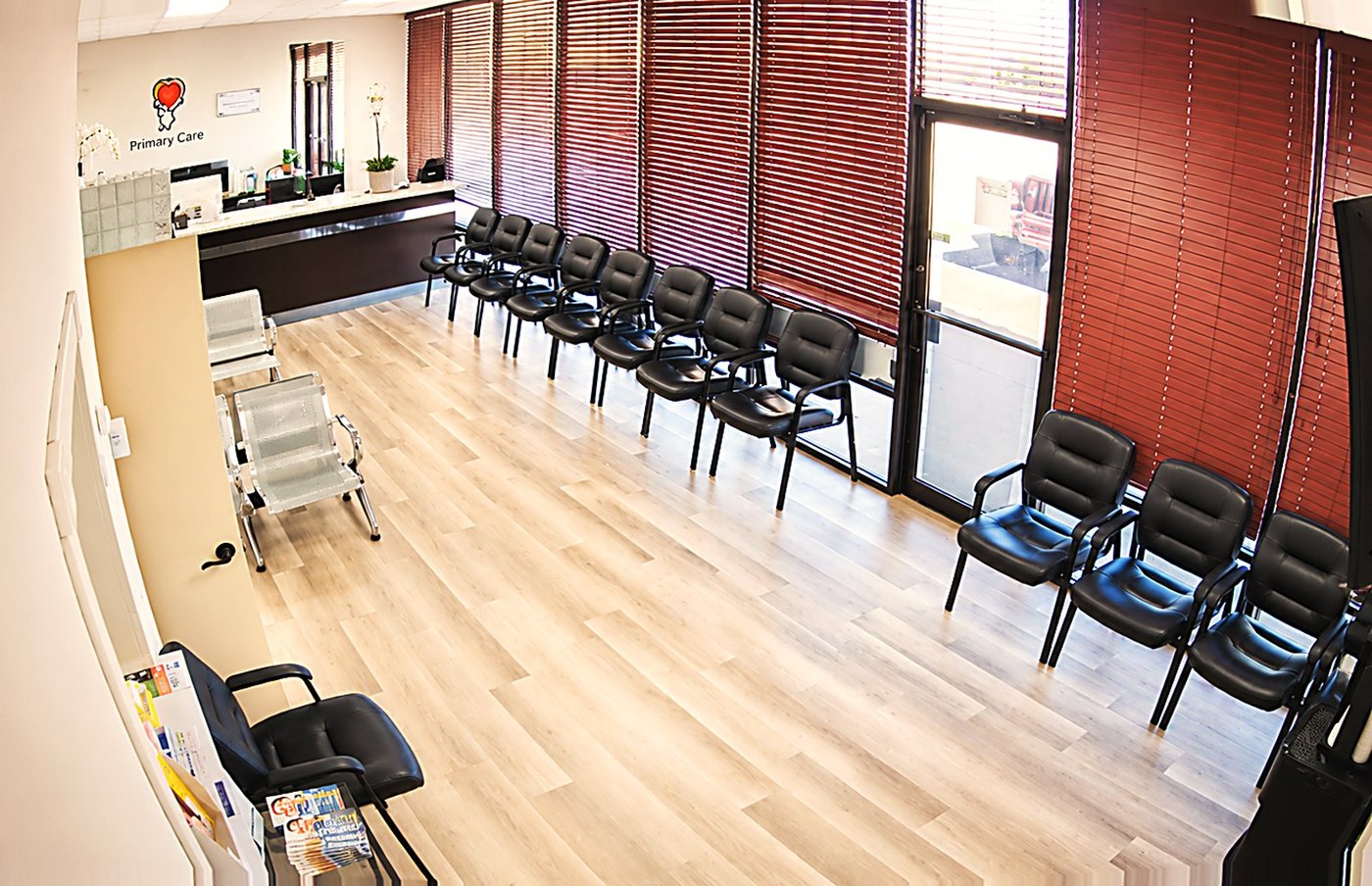 The waiting room at Broadway Medical Clinic in Garland, Texas